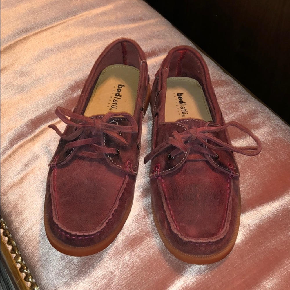 Bed Stu Aunt Bettie Leather Loafers Red Size 8.
